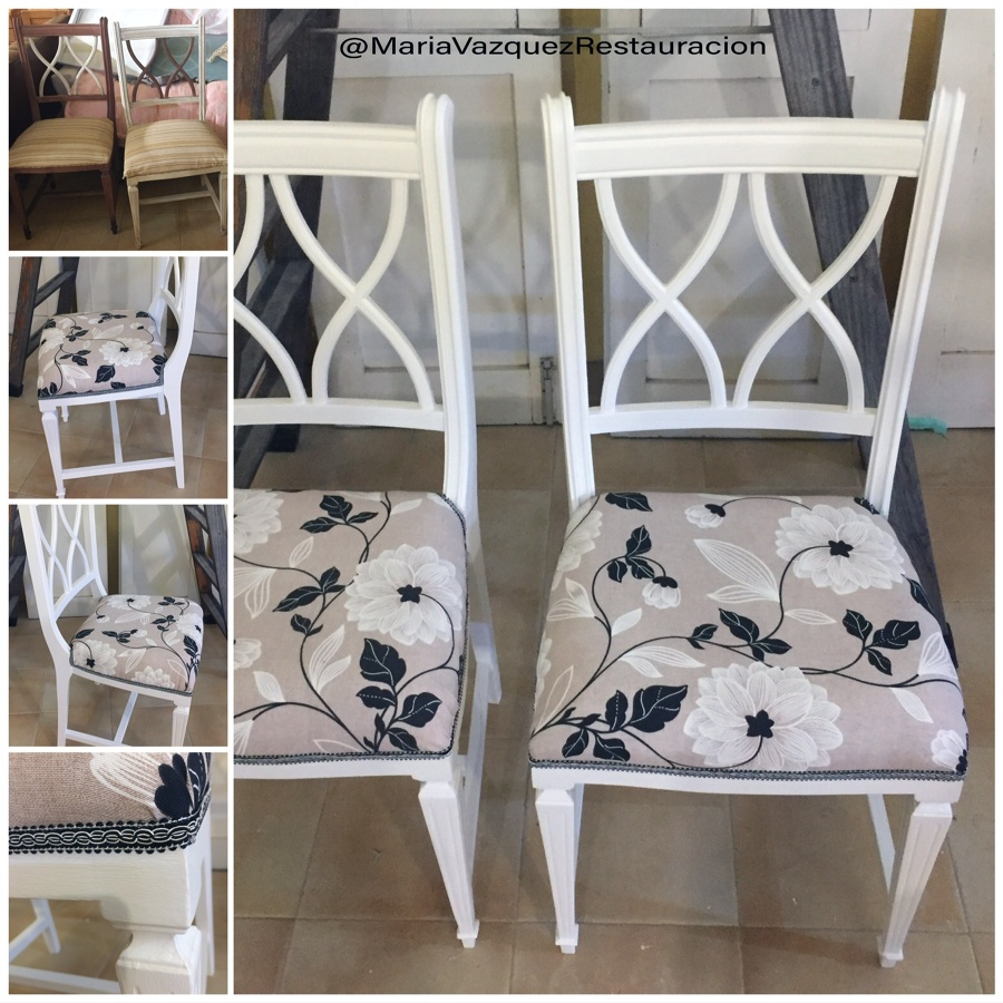 Silla restaurada, actualizada y retapizada