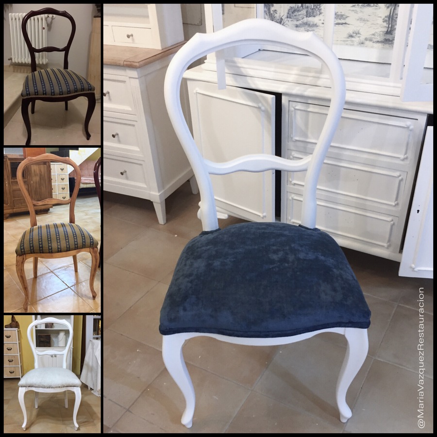 Silla restaurada y tapizada.