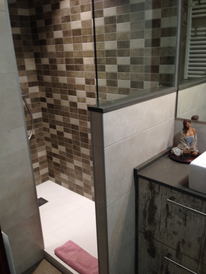 SIN MAMPARA CON MURO + CRISTAL