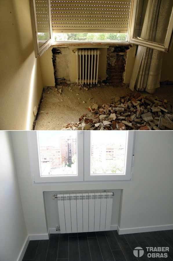 Sustitución de radiadores. Antes y después.