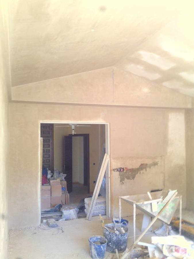 techo a dos aguas con bandejas en paredes