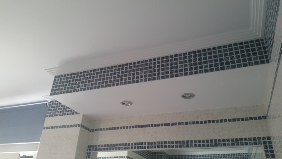 Techo liso y decoracion en baño