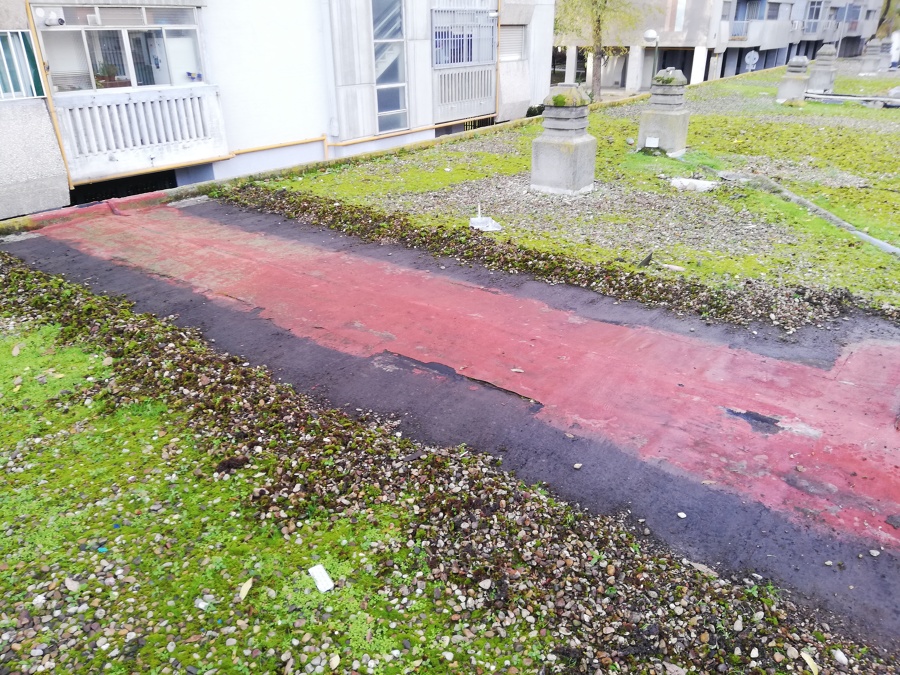 Tela asfáltica agrietada y deteriorada