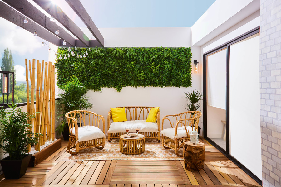 terraza con suelo de madera