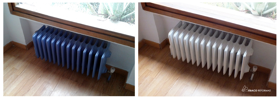 Trabajos de pintura sobre radiador de fundición