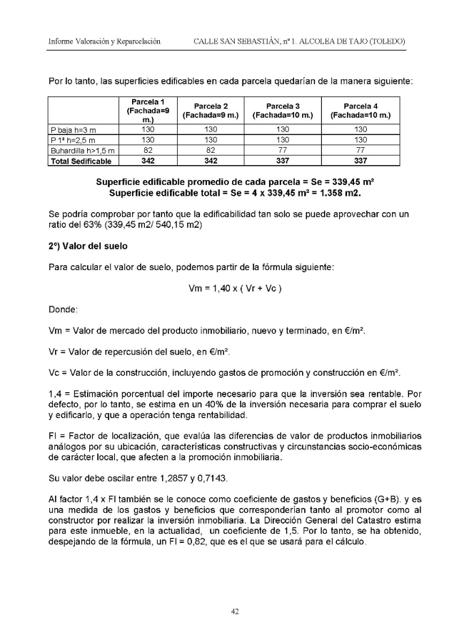 Valoración y reparcelación de una finca en Toledo. Extracto3