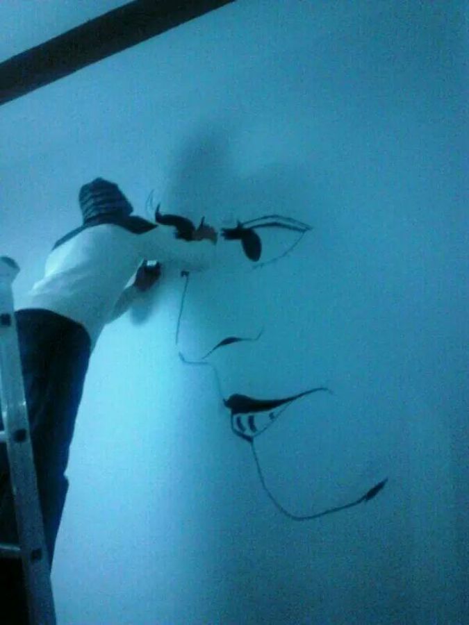 Vinilo pintado a mano,cabezal decoración en Canals