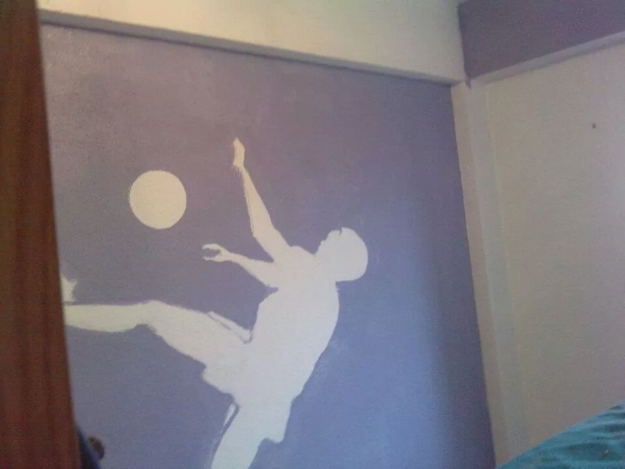 Vinilo pintado a mano,decoración hab. juvenil.