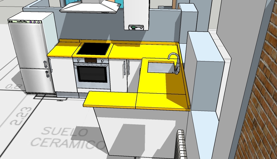 VISTA 3D DE COCINA AMERICANA
