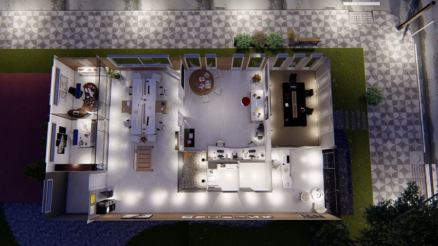 Vista aérea nocturna