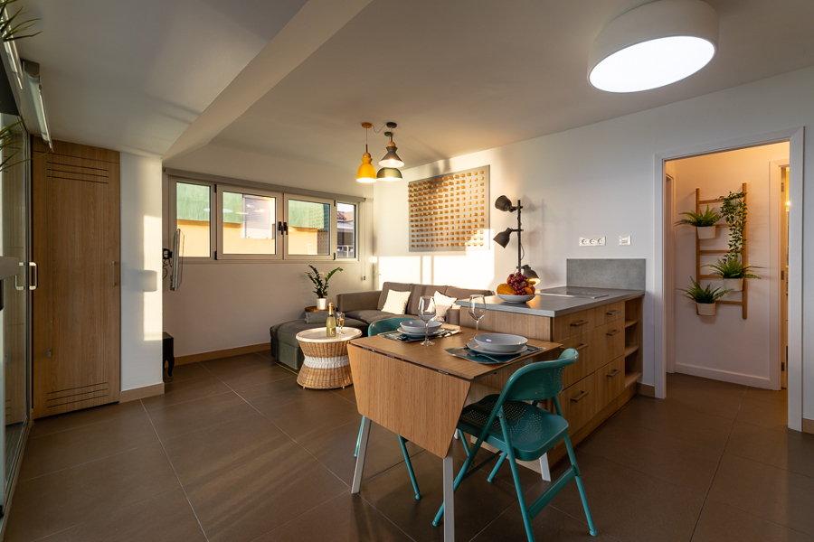 vista de cocina salón comedor