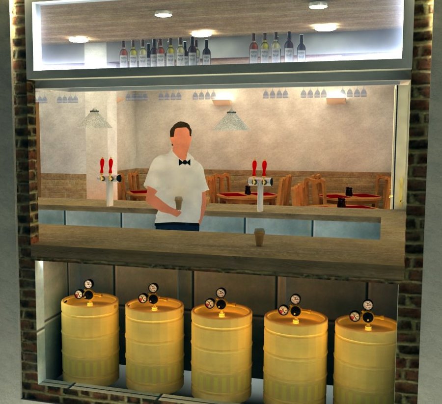 Vista de expositor de barriles 