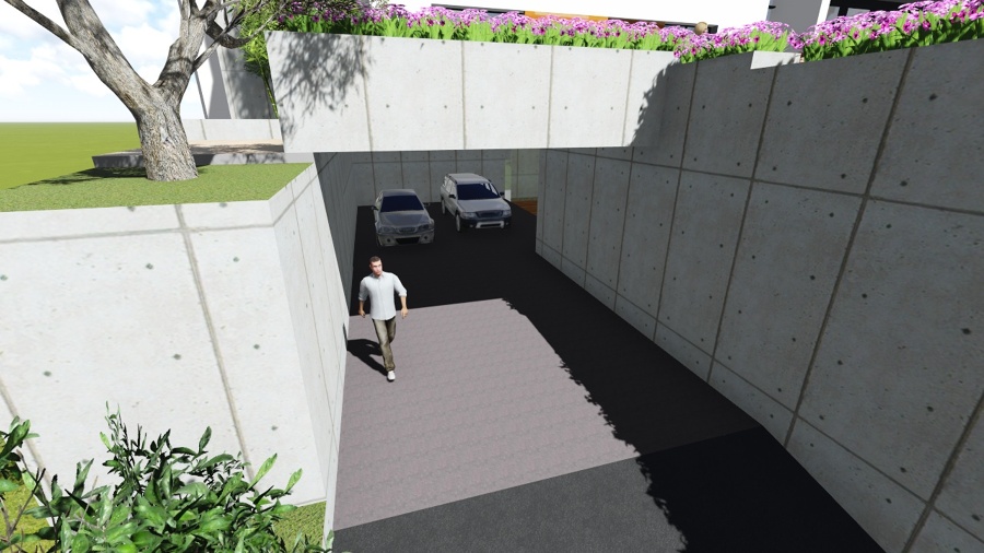 Vista de la entrada al sótano garaje