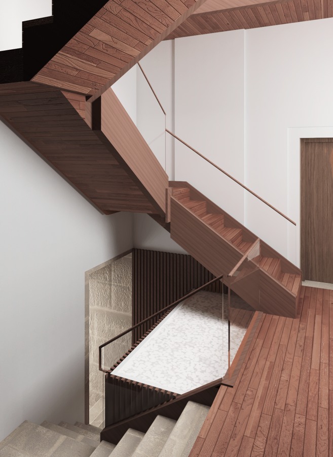 Vista de la escalera