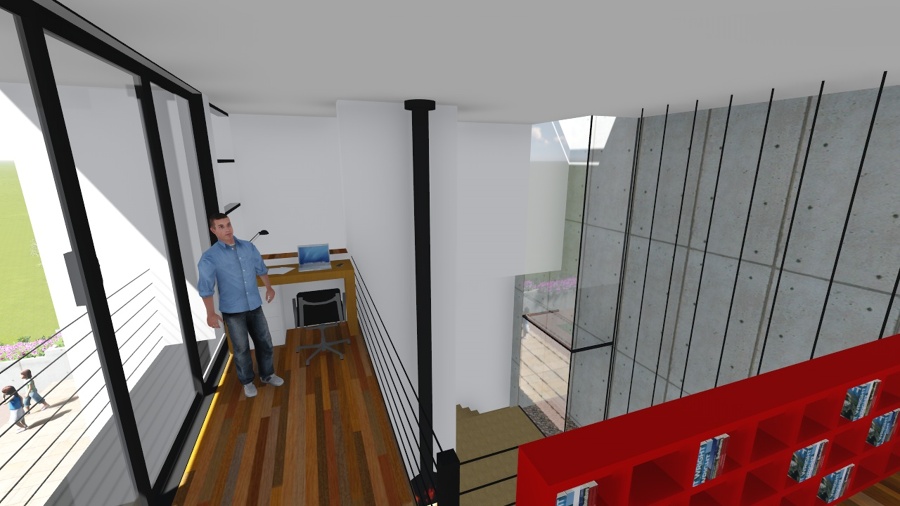 Vista de la pasarela de la doble altura al salón