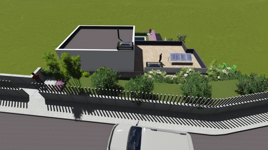 Vista de la vivienda desde el acceso de la calle superior