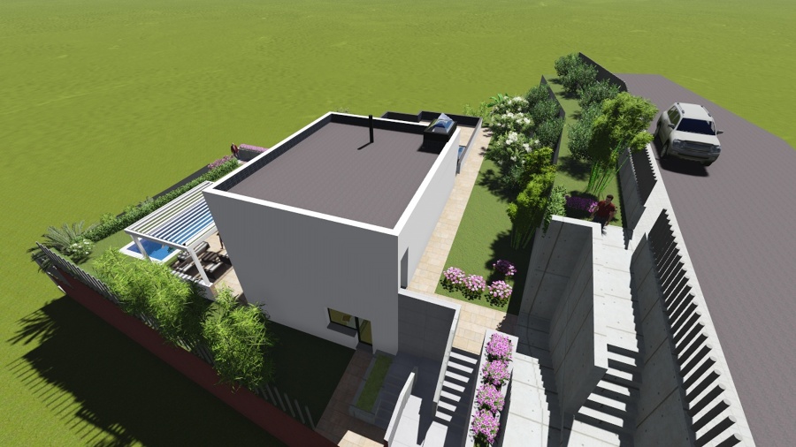 Vista de la vivienda desde la calle superior