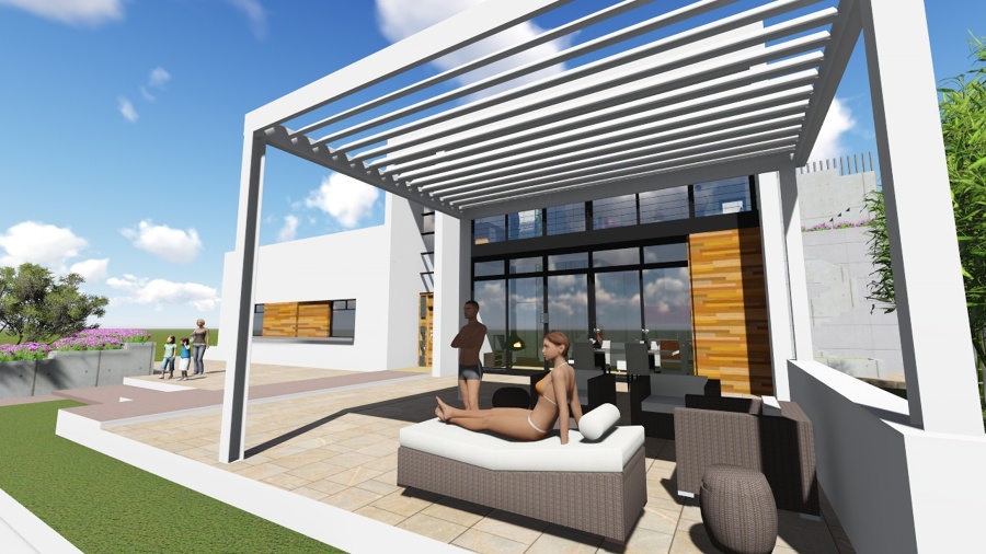 Vista de la zona chillout junto piscina