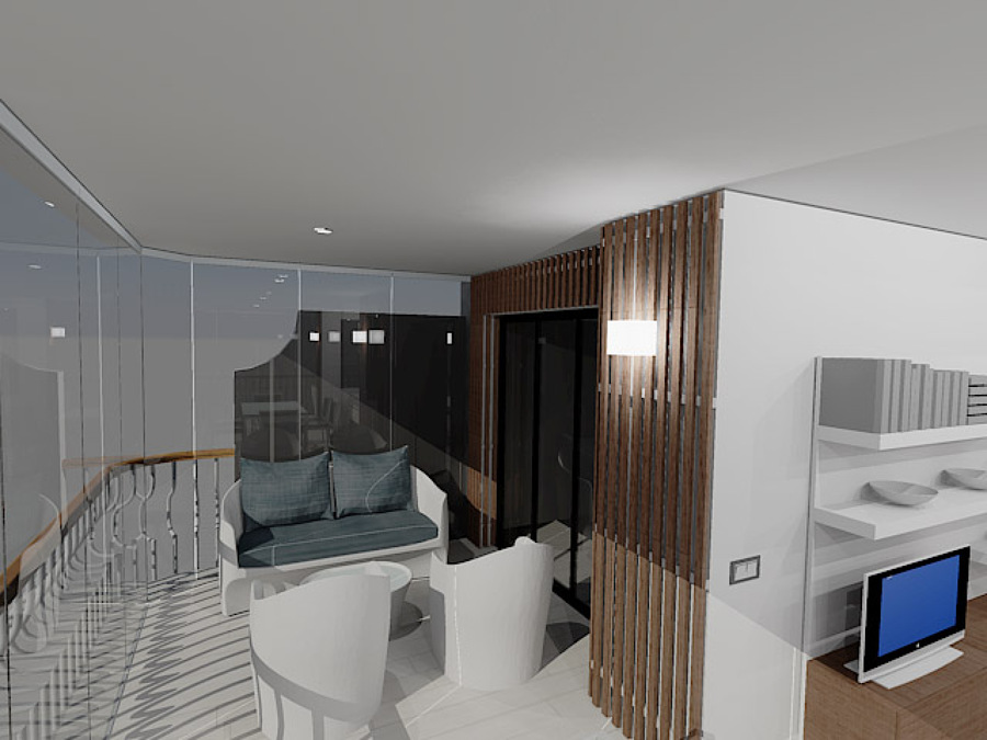 Vista de terraza en 3D