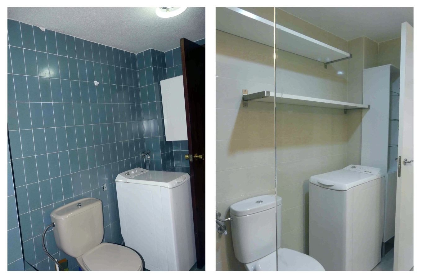 Vista del baño antes y después de la reforma