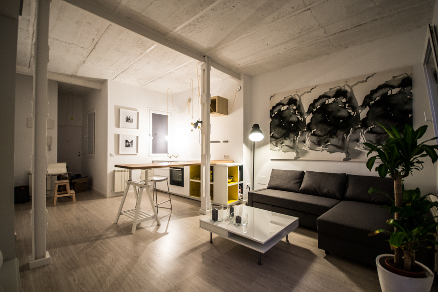 Vista del salón-cocina