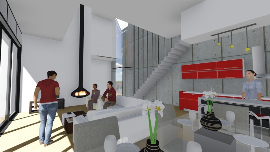 Vista del salón comedor y cocina