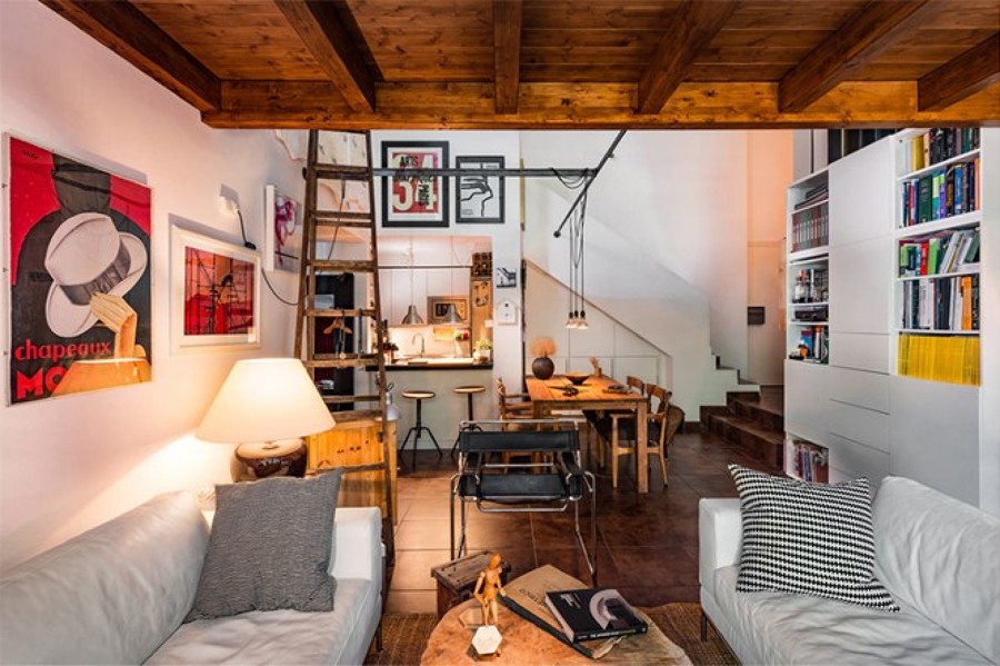 Vista del salón hacia la cocina