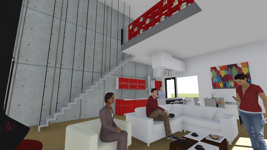 Vista del salón y doble altura