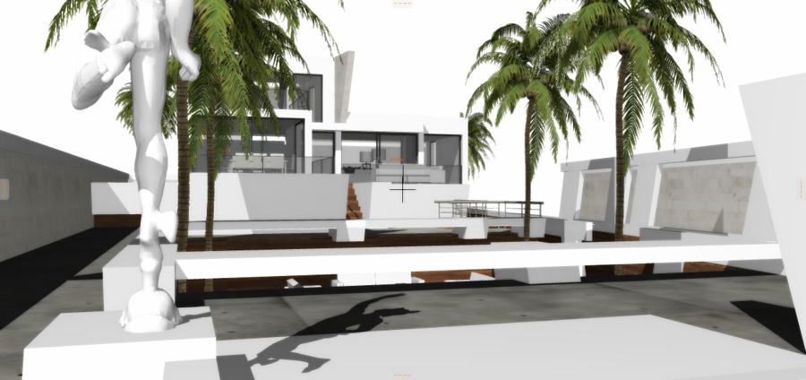 Vista desde el borde de la piscina.