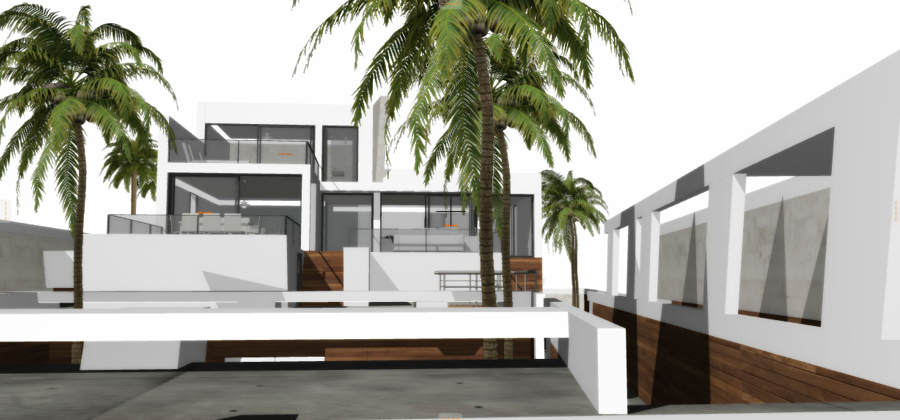 Vista desde la rampa de acceso a la piscina.