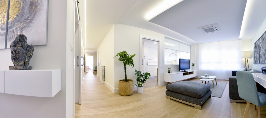 Vista general acceso vivienda, salón y cocina