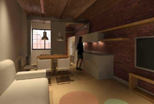 Imagen virtual del interior proyectado del loft.