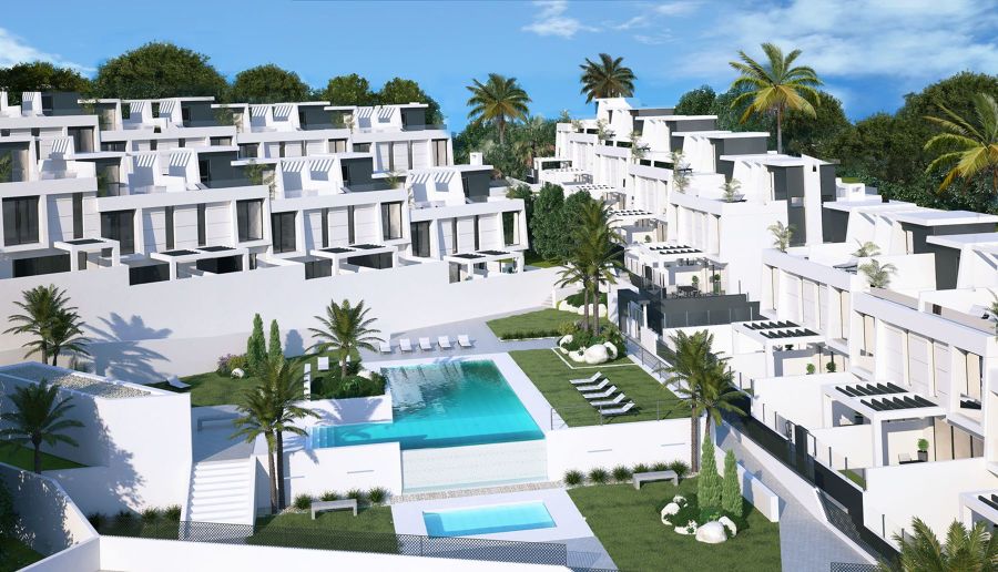 vista jardin y piscina