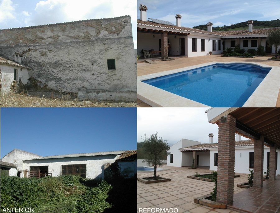 Vista patio trasero cómo estaba y cómo está actualmente