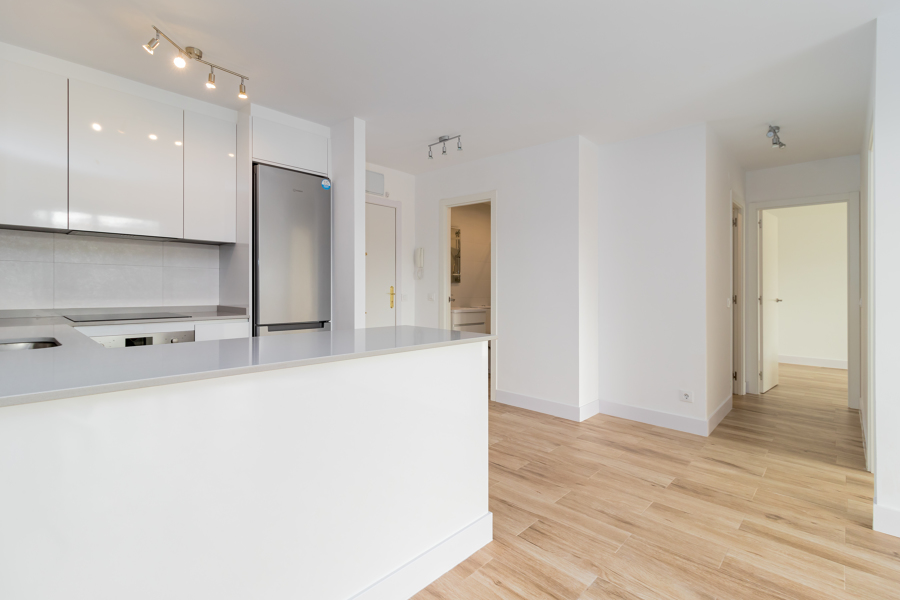 Vista salón cocina y pasillo