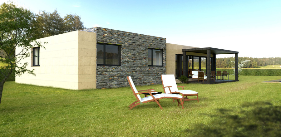 Vista trasera de la Casa Cube de 150 m2