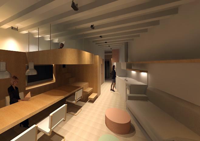 Vista zona comedor - sala de estar - cocina - dormitorio