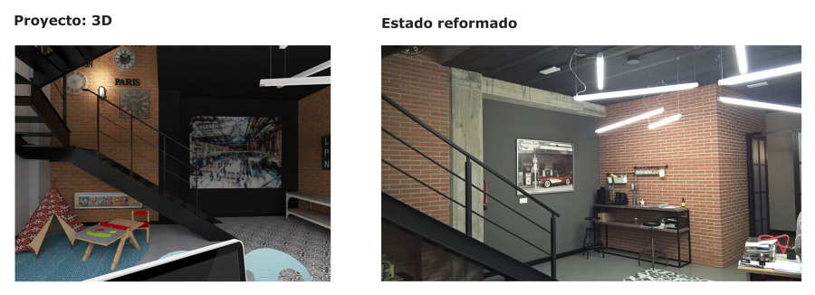 Zona office y acceso a entreplanta