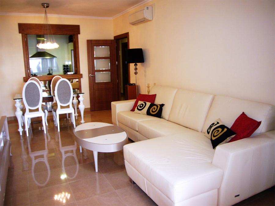 Zona salón: sofá con mesa de centro