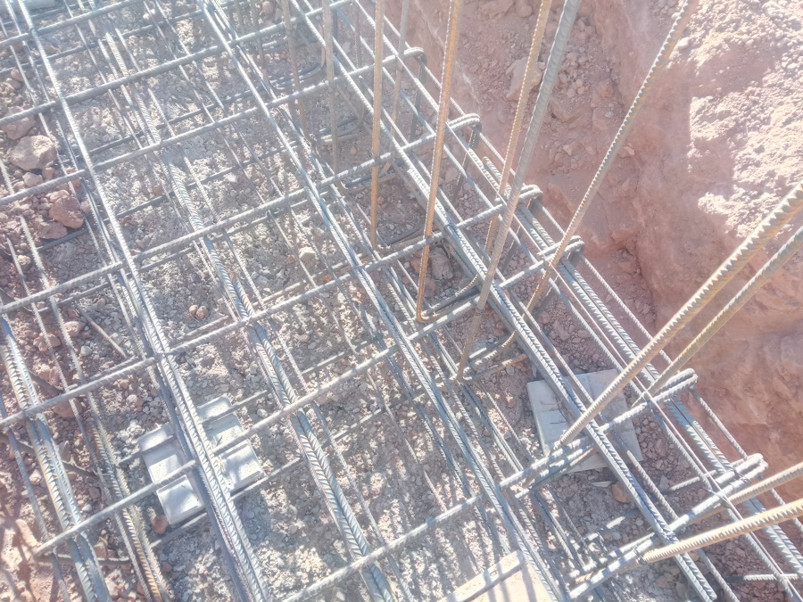 Detalle de las varillas de refuerzo.