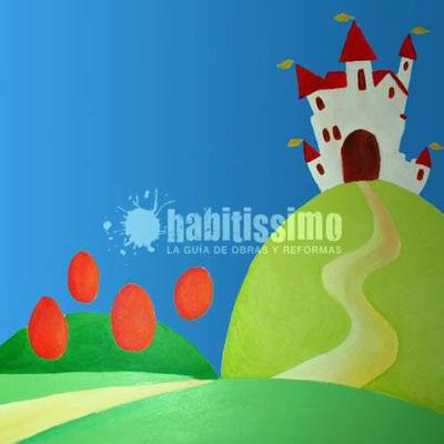 Mural infantil princesa y sapo