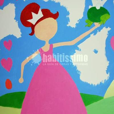 Mural infantil princesa y sapo