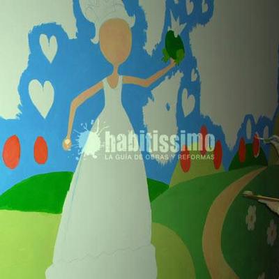 Mural infantil princesa y sapo