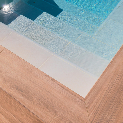 Acceso a la piscina por escalinata integrada