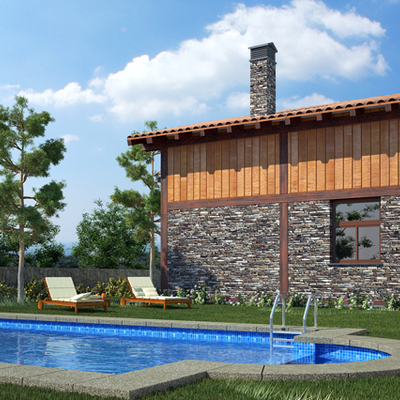 Alzado lateral con piscina