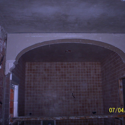 arco de pladur de separacion de cocina a salon