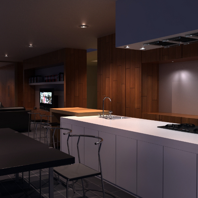 CASA 1. INTERIOR SALÓN-COCINA