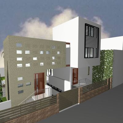 Casa Estudio ASP. Vista de fachada a la calle