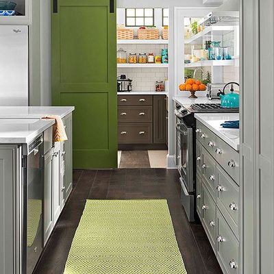 puerta coredera verde Cocina