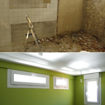 Cocina: antes y después de la reforma.